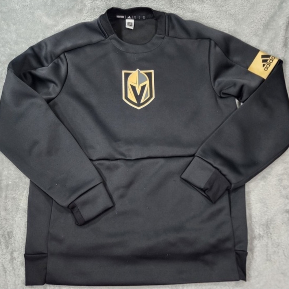 Adidas Vegas Golden Knights NHL Sweater I  Zipper Pockets Men's Size Large (EUC)